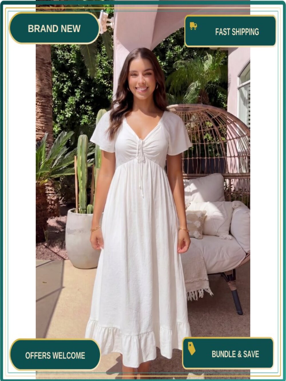 Elegant Flowy A-Line Maxi Dress for Women Wedding Guest - Picture 6 of 6